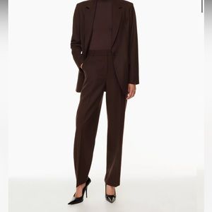 NWT Aritzia Babaton Agency Pant Rich Mocha Brown Wool Blend Size 4